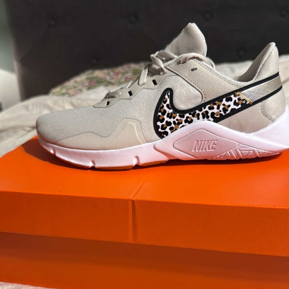 Nike Women's Cream and Leopard Print Sneakers